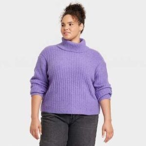 Universal Thread Mock Turtleneck Cashmere-Like Pullover Purple Sweater